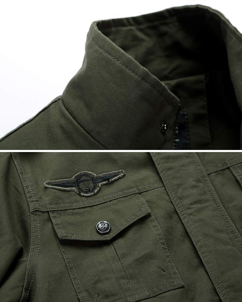 Chaqueta Militar Hombre Otoño Casual Abrigo Bomber Cazadora Slim Fit