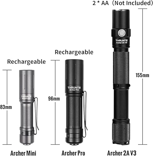 Miniatura 5 de ThruNite EDC Lantern Archer Mini, 405 lúmenes interruptor de cola LED, USB C recargable pequeño bolsillo pluma para campamento, al aire libre y