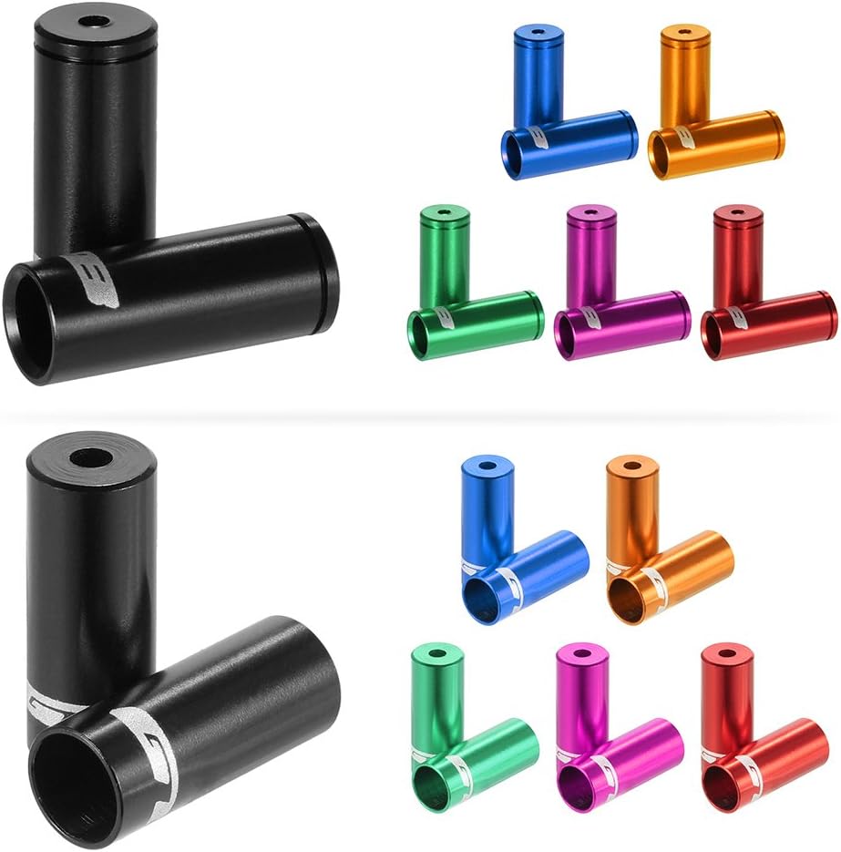 100 Pack 4mm 5mm Aluminum Alloy Bicycle Cable Ferrules Derailleur & Brake Housing End Caps Replacement Set (6 Colors)