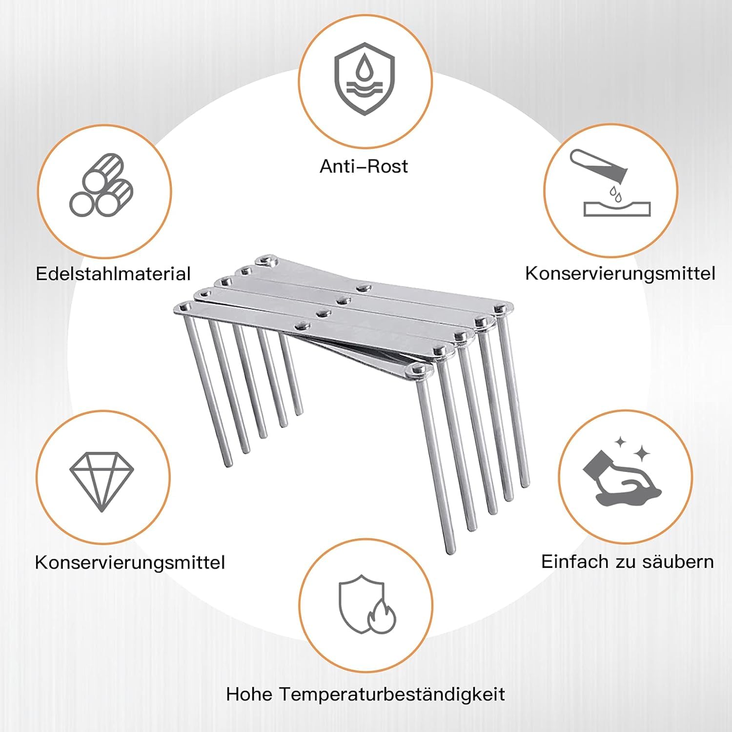 2-teiliges Grillset: Verstellbarer Spareribs Halter Grill aus Edelstahl – Topfdeckelhalter & Schneidebrett Halterung für Grill/Küche