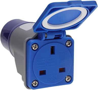 Kenable | Caravan Power Adapter | 240V 16A Commando to 13A UK Socket | IP44 Rated | Camping Site Compatible
