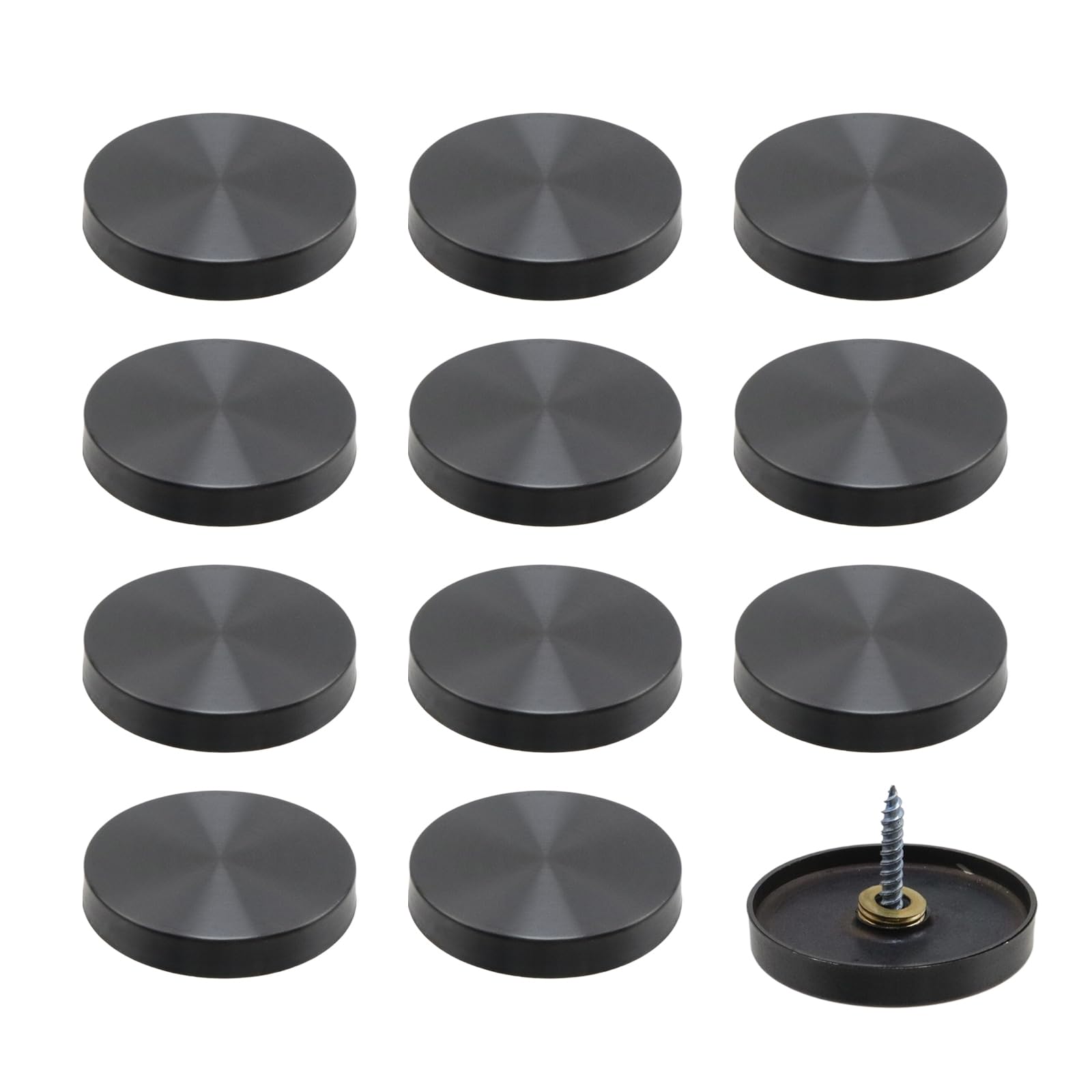 Rannb Decorative Mirror Screws Black Cap Cover Nails 1.57"/40mm Cap Dia 304 Stainless Steel Large Screw Covers Caps Brushed -12pcs