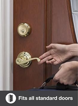 BRINKS - Glenshaw Push Pull Rotate Keyed Entry Door Lever, Satin Nickel - Door Lock That Opens Hands-Free with a Push, a Pull or by Rotating