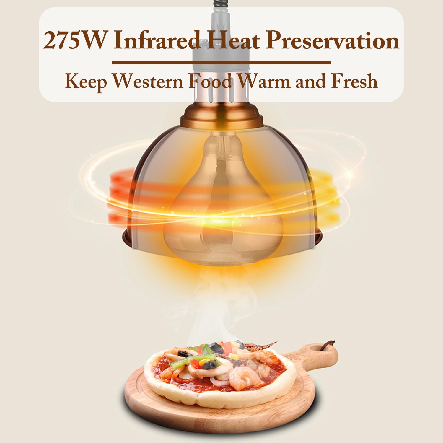 Rcqeuiol Hanging Heat Lamp, Commercial Food Warmer, Adjustable Light for Pizza, Catering Heating Lamps, Warmer for Cafeteria Restaurant Buffet Kitchen