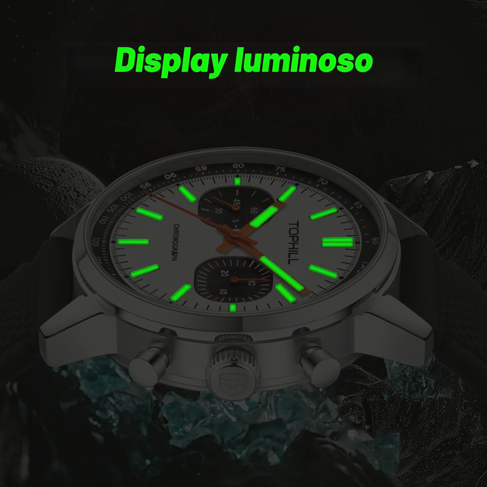 TOPHILL Orologi da uomo 40mm Cronografo Seagull 1963 Originale ST1901 Movimento Piloti Cronografo da corsa da uomo Cronografo meccanico a carica manuale con vetro zaffiro da polso luminoso per piloti