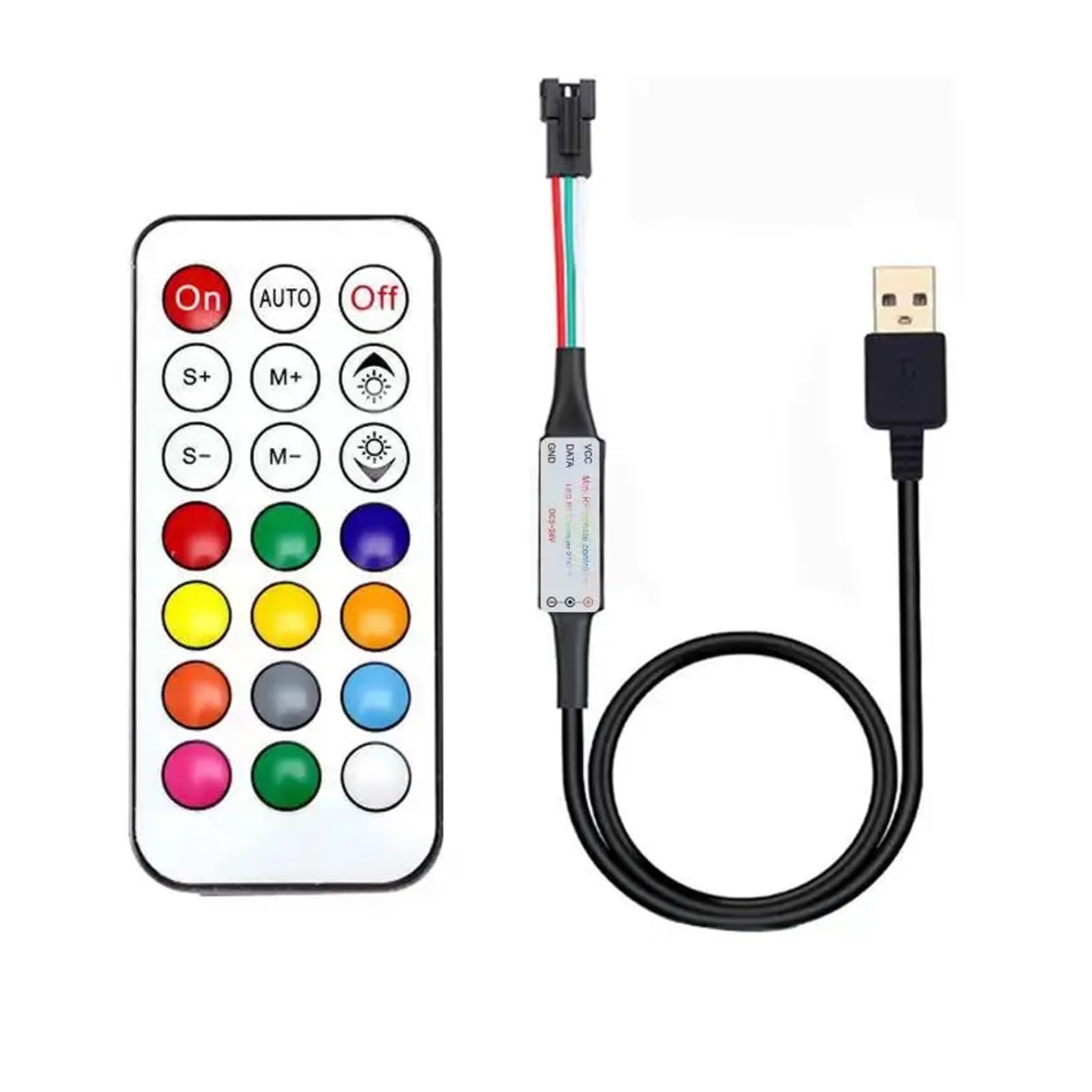 Contrôleur LED adressable WS2812B 12V 24V avec télécommande pour bande polychrome SK6812