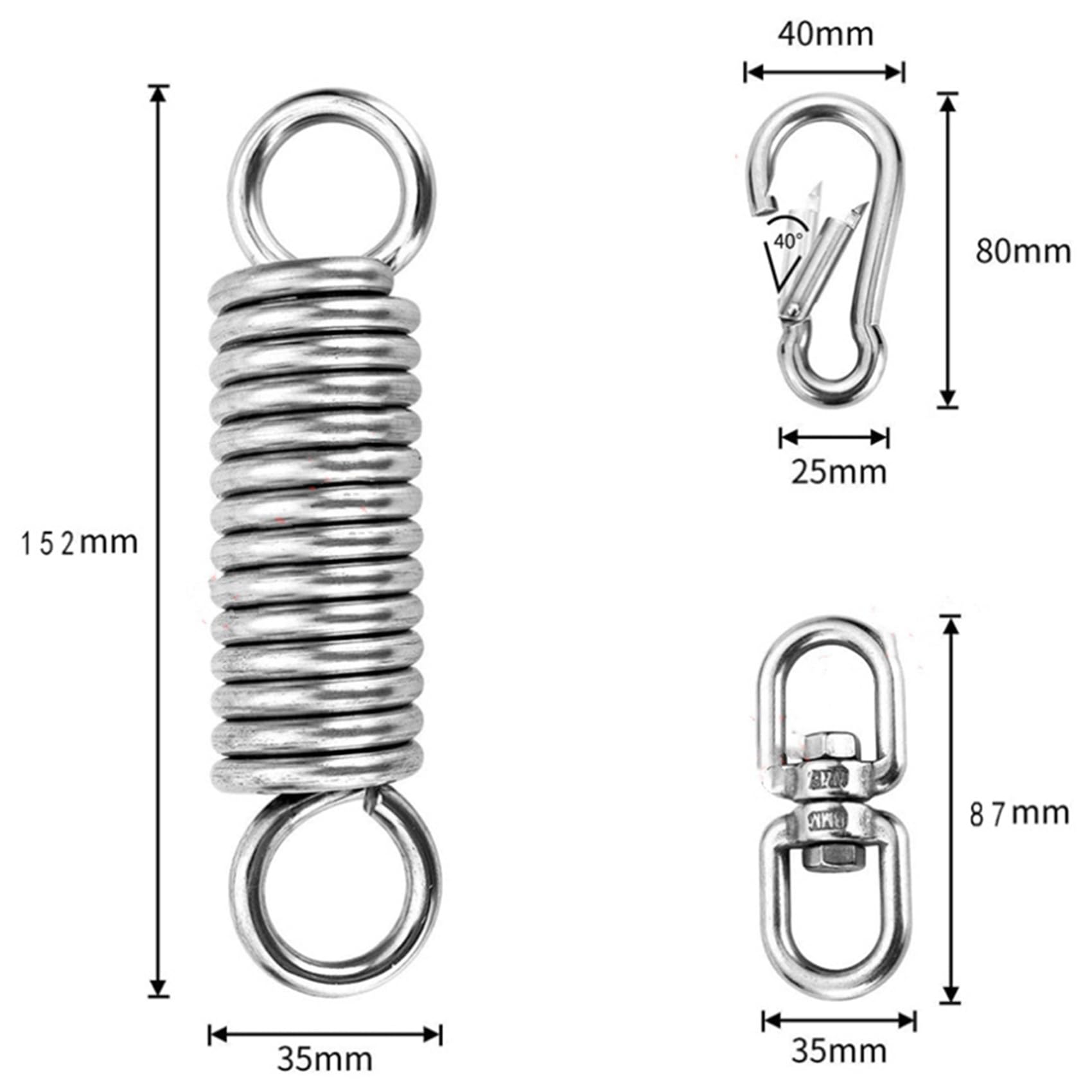 2X ChaîNe de Pivotante en Acier Inoxydable avec Mousquetons et Ressort, Capacité de 1000 LB pour Sac Lourd, BalançOire de Gymnastique, Hamac