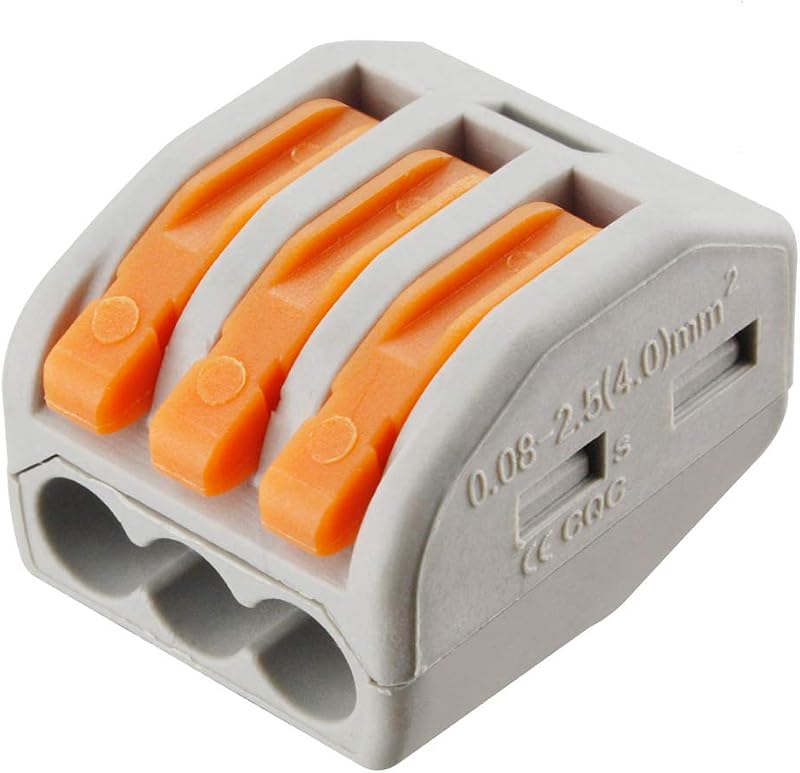 100 Pcs Lever Connectors Nuts 3 Conductor Combination Compact Wire Connectors Fast Connection Terminal 28-12 AWG Suitable for Multiple Types