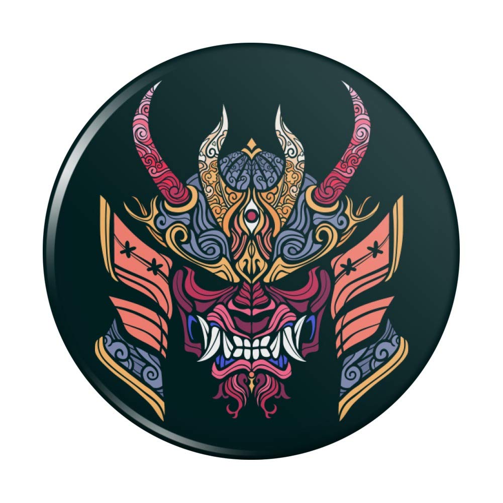 Samurai Warrior Japanese Demon Oni Mask Pinback Button Pin