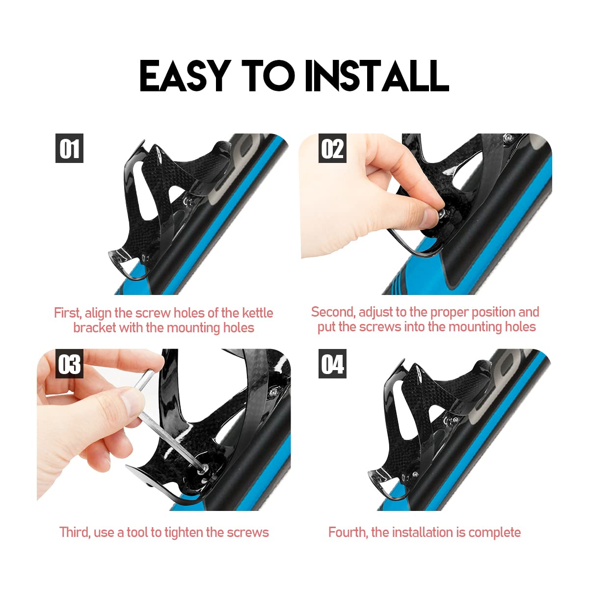 Portabottiglie per bicicletta, ultraleggero, 3 K, in carbonio, leggero, portabottiglie, per biciclette, bici da corsa, mountain bike, 2 pezzi