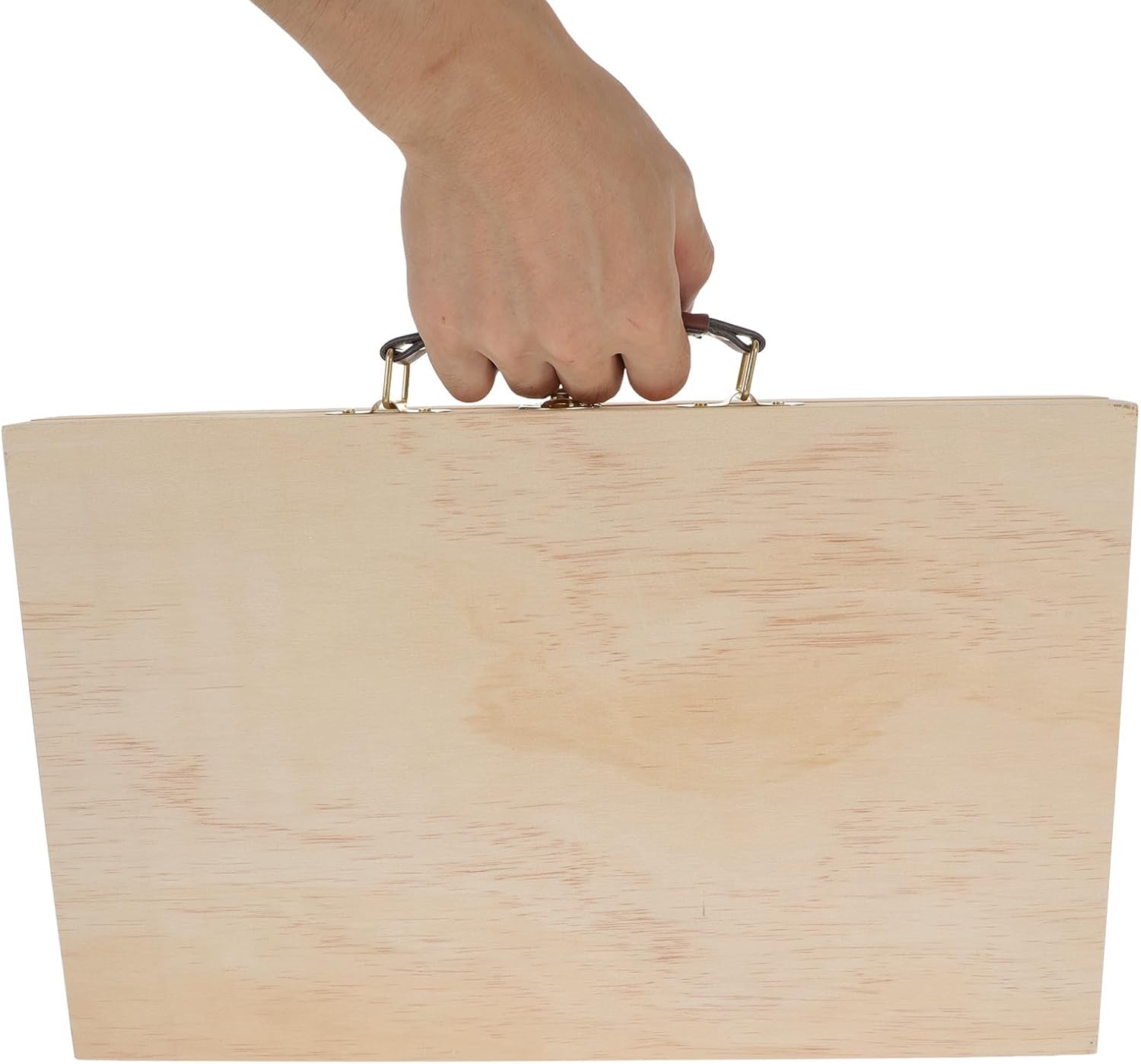 WOFASHPURET Portable Wooden Painting Tool Box with Handle, Lightweight Art Storage Case for Artists, Drawing and Painting Supply Organizer, Travel-Friendly Solid Wood Paints Storage
