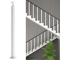 Vista 84 de 42/40/38/36/34in Square Stair Baluster Posts- 270° Adjustable Metal Railing Spindles with Flat Bracket Base and Screws Kits; Iron Posts are Suitable