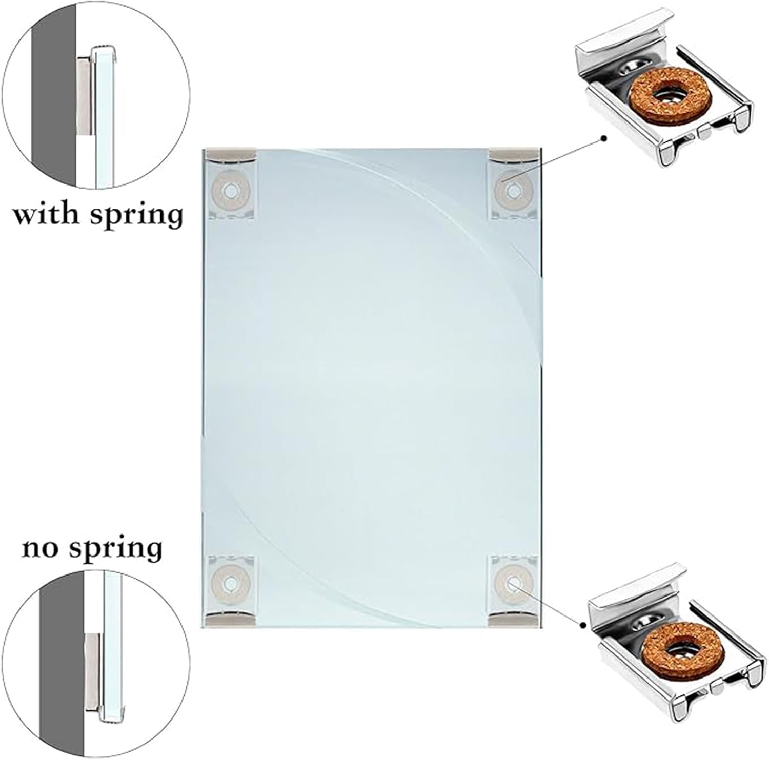Mirror Clips, 8 x Wall Mirror Hooks for Wall Mirrors for Hanging with Dowels and Screws, Wall Anchor for Heavy Mirror