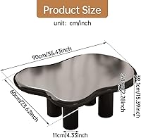 Vista 2 de HOTICKME - Mesa auxiliar Cloud para sala de estar, mesa auxiliar negra de 35.43 pulgadas con 4 patas, mesa auxiliar de estilo simple