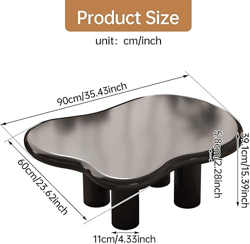 Miniatura 2 de HOTICKME - Mesa auxiliar Cloud para sala de estar, mesa auxiliar negra de 35.43 pulgadas con 4 patas, mesa auxiliar de estilo simple