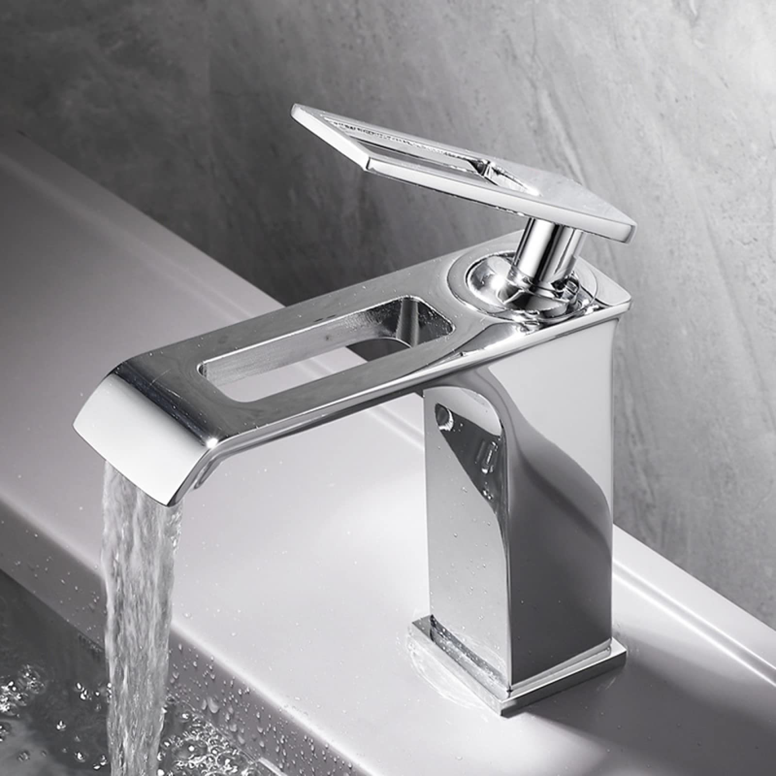 Robinet de Salle de Bains Cascade en Laiton Or, Mitigeur Monotrou 1248 - 7