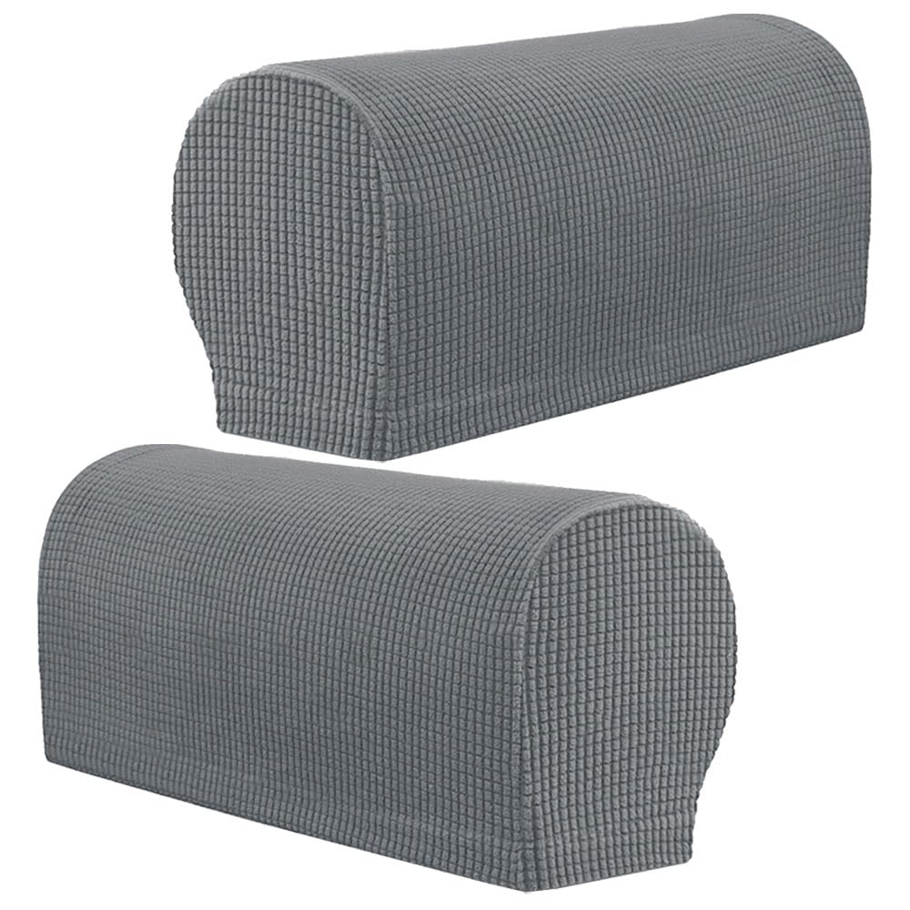 FANSU Stretch Armrest Covers, Armchair Covers for Arms Set of 2 Sofa Arm Covers Spandex Anti-Slip Washable Furniture Protector Fit for Armchair Sofa Couch Recliner Arm Rest (Anthracite)
