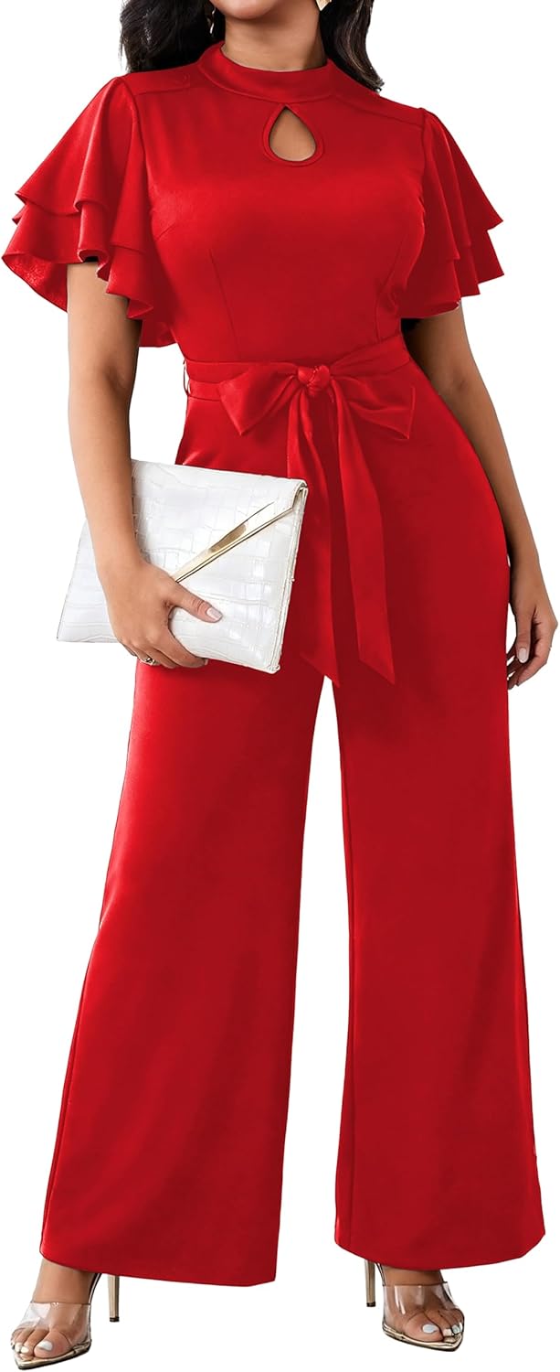 CuteCherry Women's jumpsuits Elegant Sexy Short Sleeve Casual Business Stripe Long Pants Rompers With Belt - Image 2