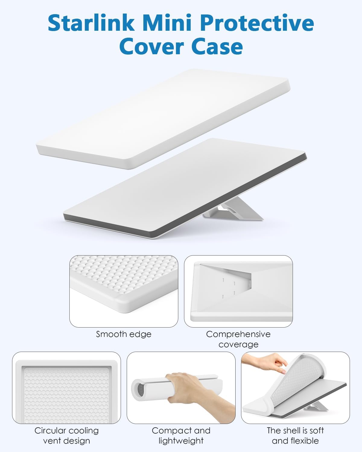 Starlink Mini Cover Silicone Protective Case for Starlink Mini Dish,for Starlink Mini Power Supply Adapter UL Listed 4.6FT Power Cable