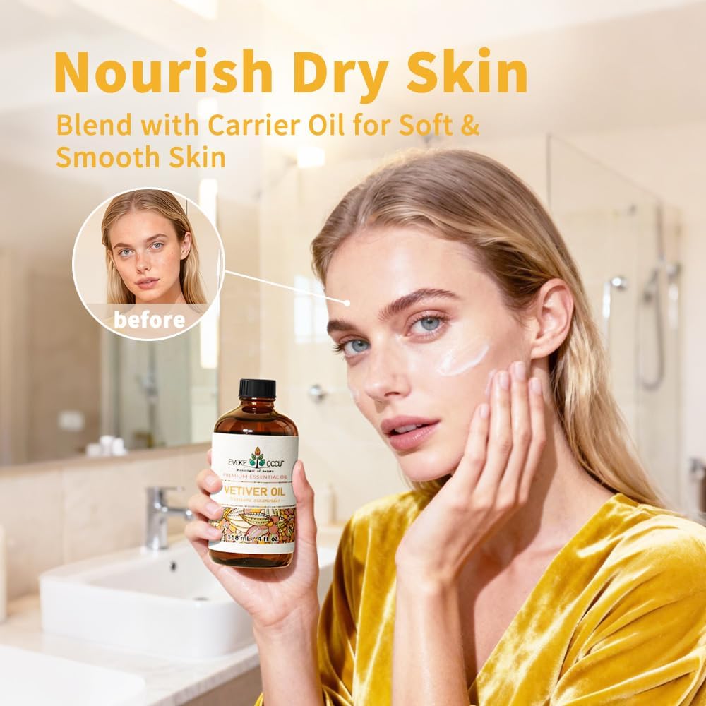 EVOKE OCCU Pure & Natural Vetiver Essential Oil for Skin, DIY, Candle and Soap Making - 4 Fl Oz - Image 3