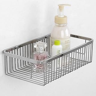 Półka prysznicowa Srebrny prostokąt prysznic Caddy Półki narożne Półki ze stali nierdzewnej Kosz Wiszący Łazienki Prysznic Półka Toiledries Uchwyt Organizator, Rustoszczarnia, Mocowanie ścian, Wykończ