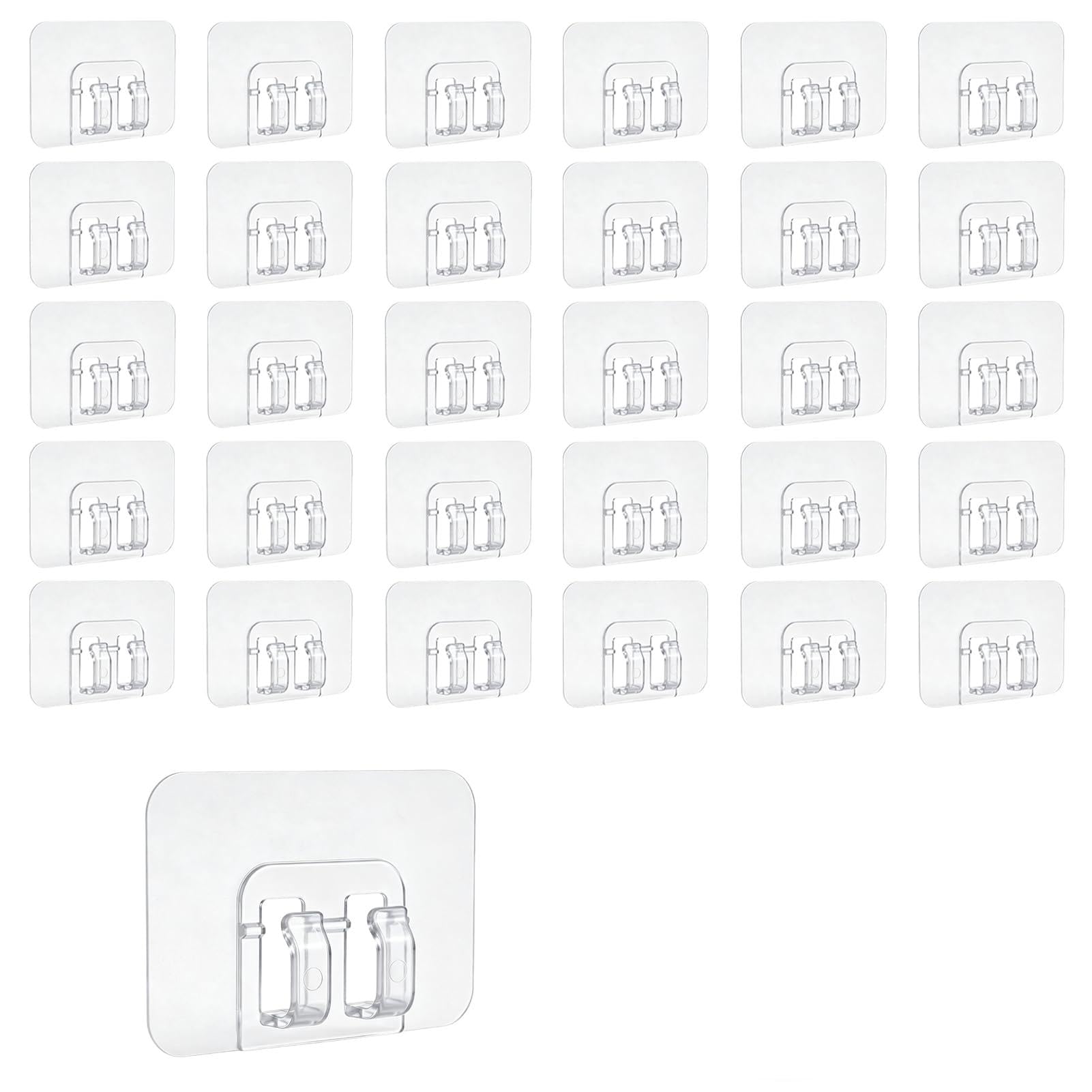 Peaflew 30 Pack Hooks for Garden Lights, Waterproof Outdoor Light Hooks with Adhesive Strips, No-Damage Outdoor Hooks for Lights, Suitable for Garden, Patio, Balcony Decor, Tool-Free Cable Holders