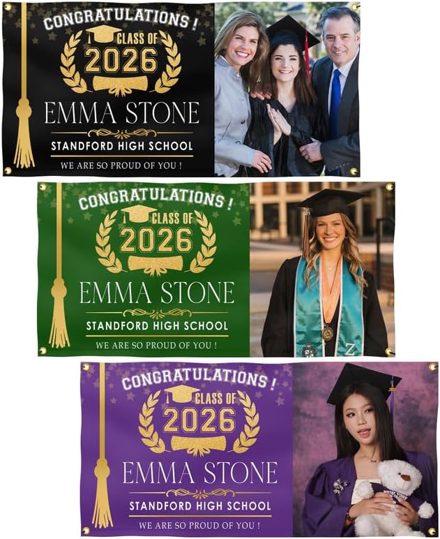 Customized Graduation Banner 2026, Graduation Banners Personalized with Picture, Class of 2026 for High School, Congratulations Banner College or University for Garage Door
