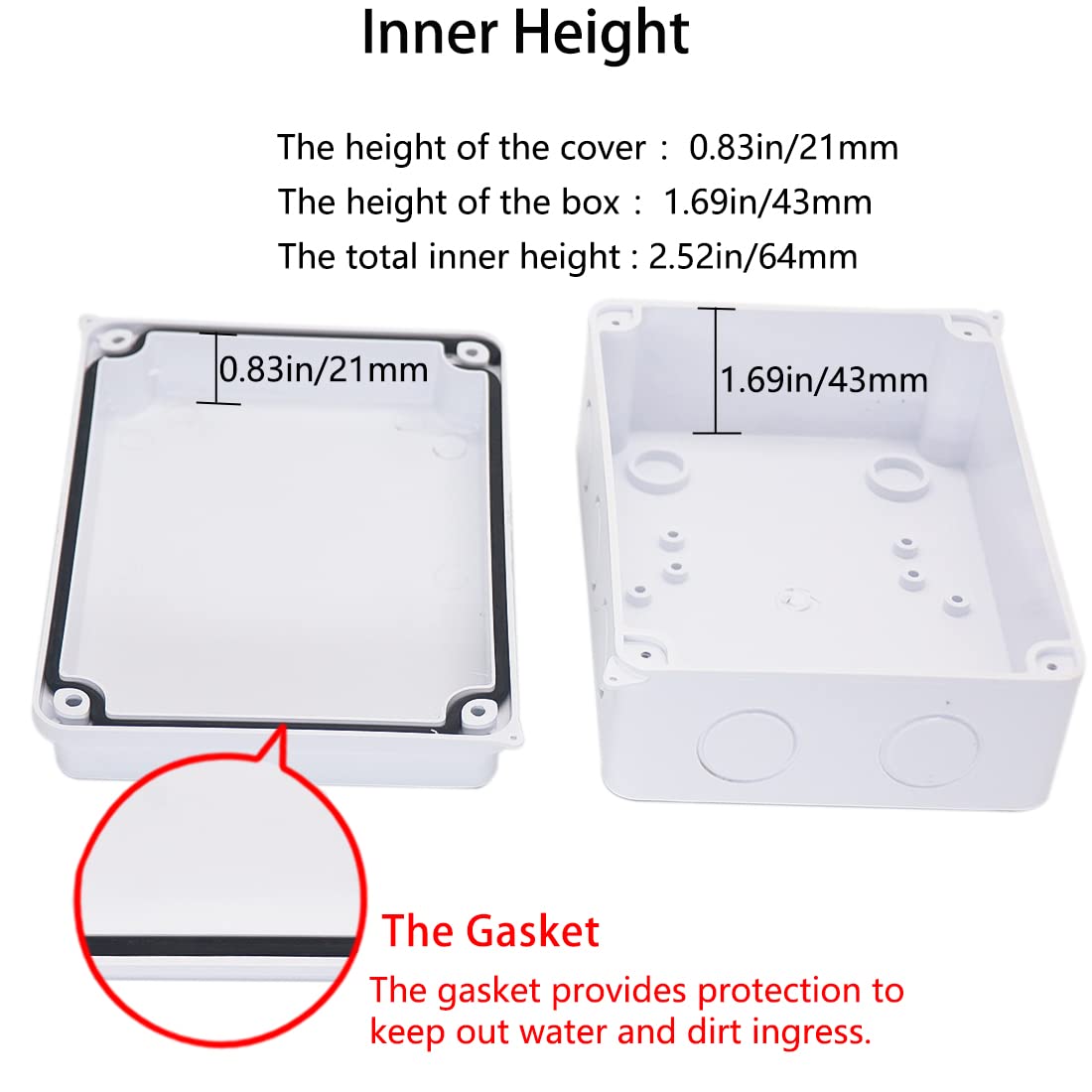 Junction Box, Zulkit Project Box with Reserved Holes IP65 Waterproof Dustproof Electrical Box ABS Plastic Project Enclosure White 5.9 x 4.3 x 2.8 Inch image 3