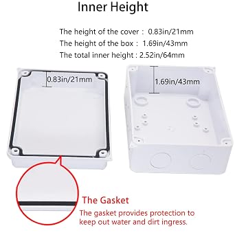 Zulkit Project Box ABS Plastic IP65 Waterproof Dustproof Electrical Junction Box Enclosure Black 3.94 x 2.68 x 1.97 inch and White Electrical Box 5.9 x 4.3 x 2.8