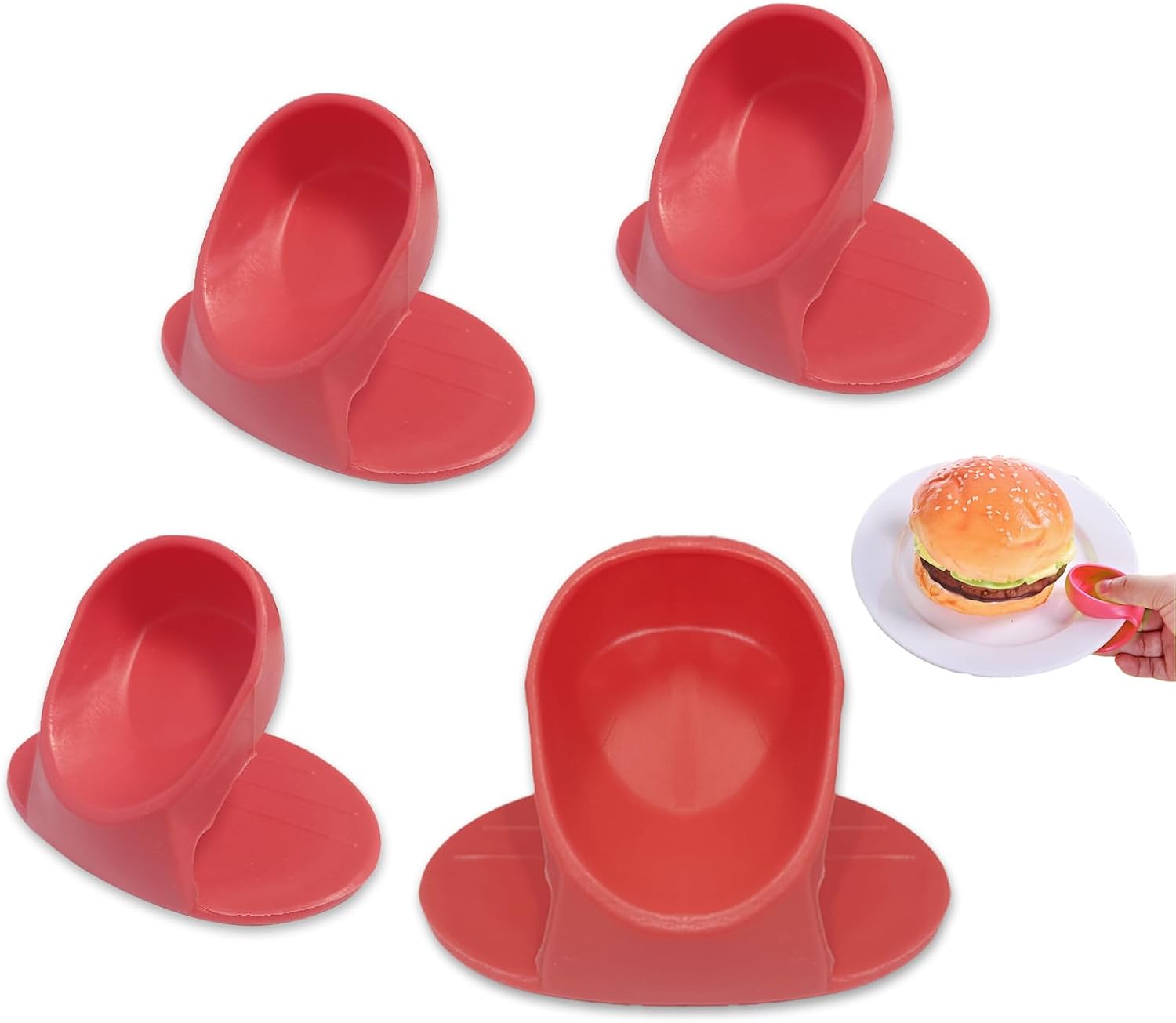 4 Pcs Silicone Pot Holders Small Heat Resistant Finger Gripper Mitts Silicon Grabbers for Cooking Instant Mini Pan Holders Hot Oven Mittens for Kitchen Pot Holder Grips No More Burning Fingers