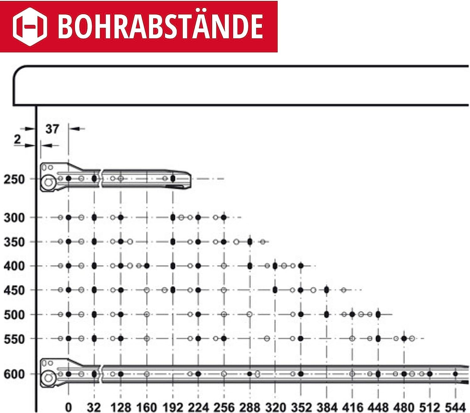 Gedotec Wyciąg do szuflad, 450 mm, 10 par – szyny do szuflad, metalowe prowadnice na kółkach, regał regałowy, stal biała, wysuwany mebel do szuflad drewnianych, prowadnica kulkowa, prowadnice do szafek kuchennych