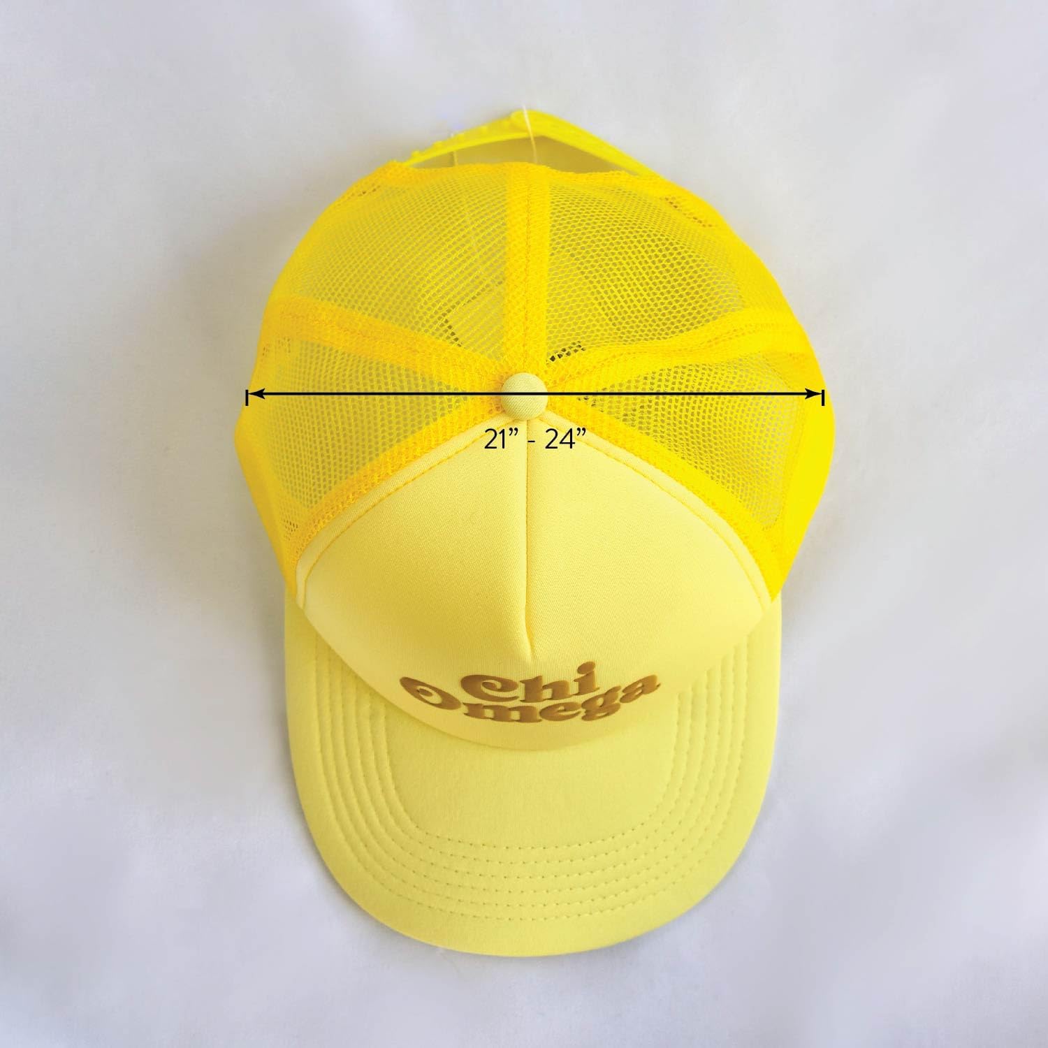 Sorority Shop Chi Omega Baseball Cap - Mesh Trucker-Style Hat, Padded Front Panel and Snap Closure, Chi Omega Gifts for Women Yellow - Image 2