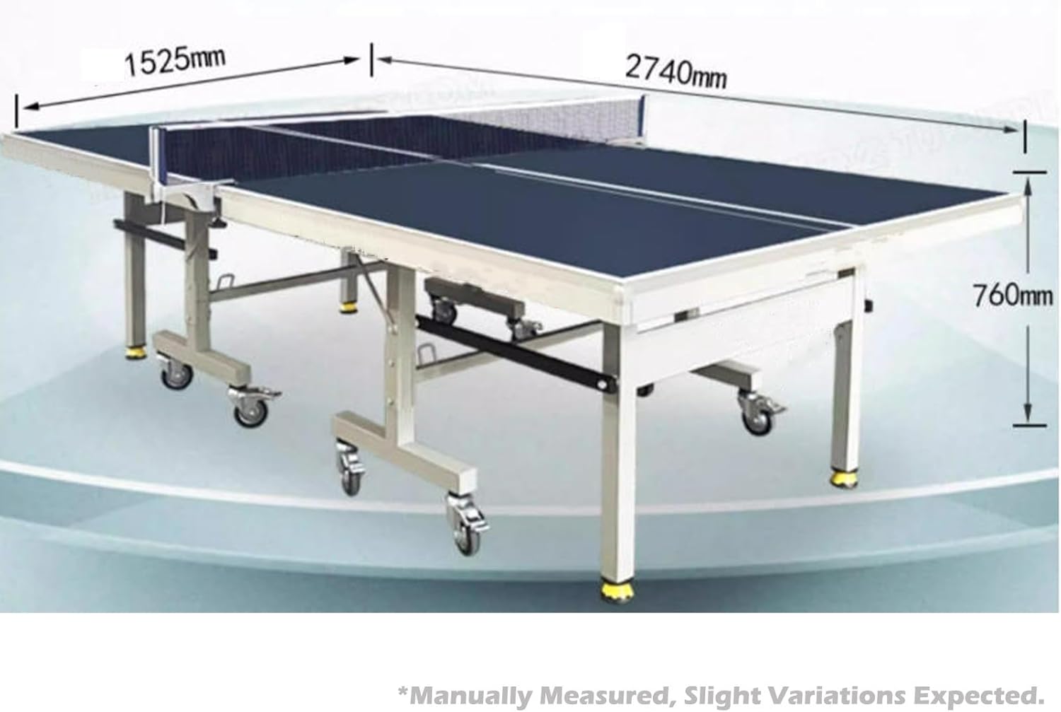Outdoor Table Tennis Table with Wheels, All Weather Ping Pong Table, Tournament Size Foldable Mobile Table with Net for Clubs and Schools