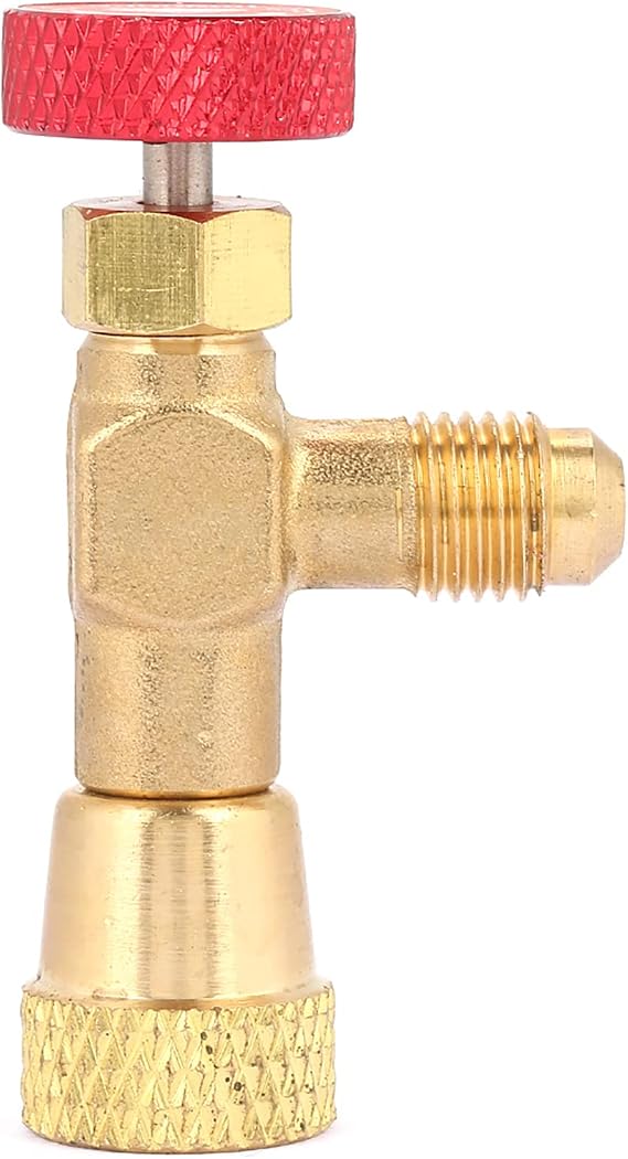 ViaGasaFamido R410A Control Ball Valve Refrigerant Can Bottle Tap Valve Opener Tools 1/4'' - 5/16'' Brass Control Valves for Refrigerant Charging Hose Air