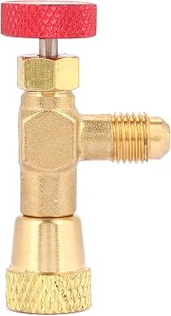 ViaGasaFamido R410A Control Ball Valve Refrigerant Can Bottle Tap Valve Opener Tools 1/4'' - 5/16'' Brass Control Valves for Refrigerant Charging Hose Air