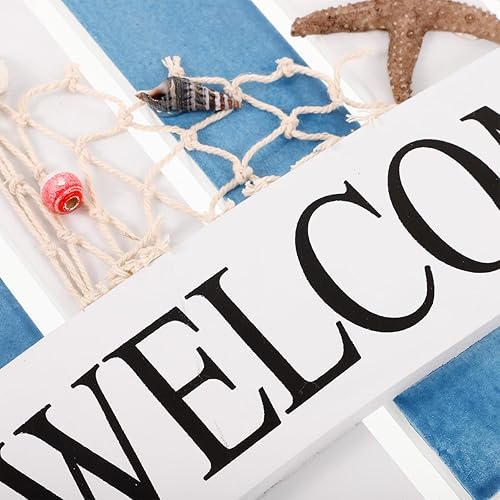 Miniatura 7 de Guirnalda de puerta delantera, letrero de bienvenida costero, decoración de puerta para salas de casa, letrero de bienvenida náutico para puerta