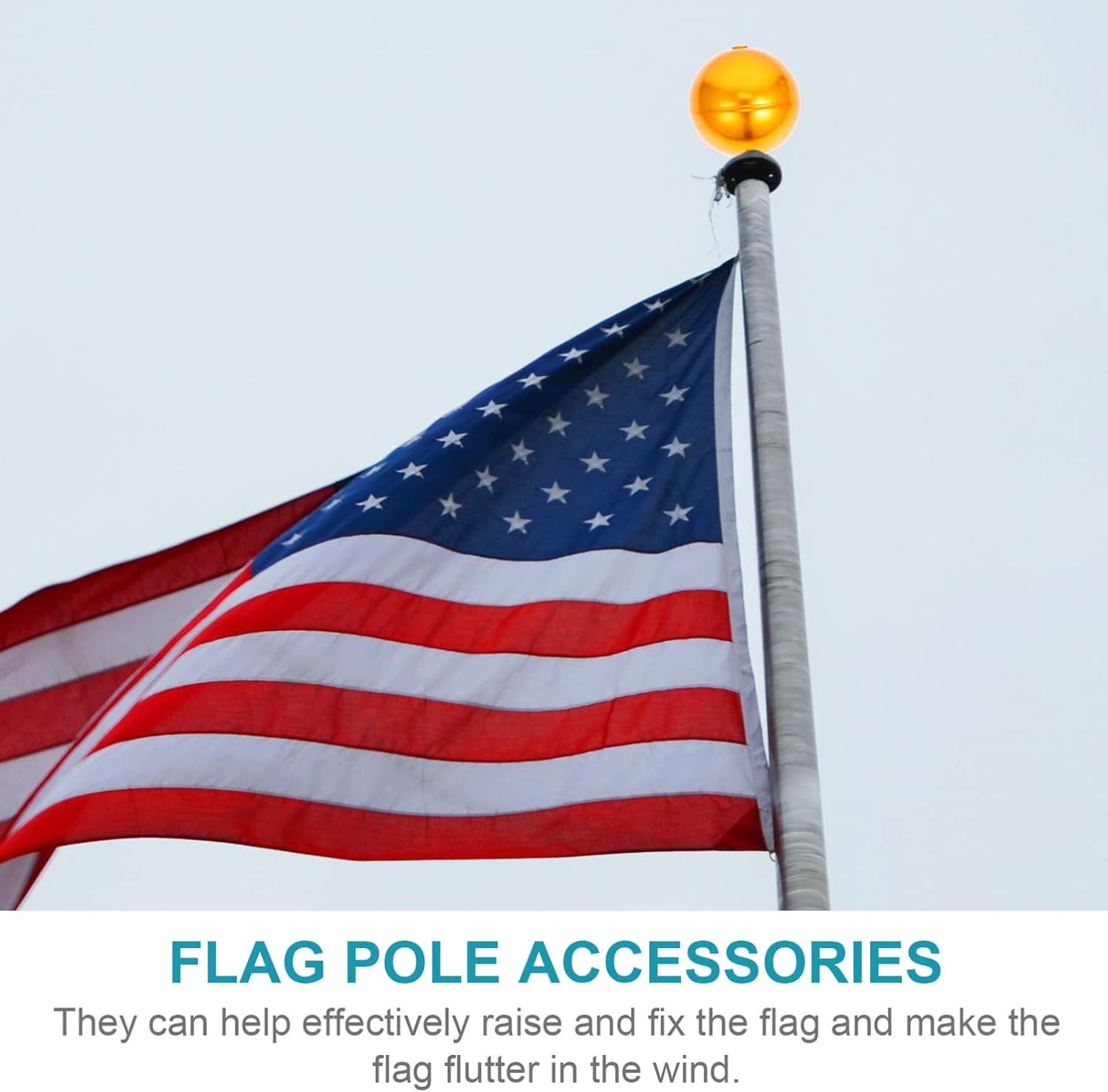LIFKOME Poles Flag Pole Flag Pole Repair Kits Hardware Parts Repair Kits Topper Gold Halyard Rope Cleat Hook Flag Swivel Snap Hooks Flagpole Pulley Truck Aluminum Alloy Flag Outdoor