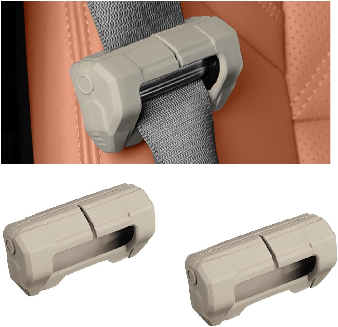 2PCS Car Seat Belt Buckle Covers, Anti-Scratch Silicone Auto Seatbelt Buckle Protector, Universal Safety Belt Clip Cover Secure Buckle Guard Fits Most Vehicles, Car Accessories (Beige)