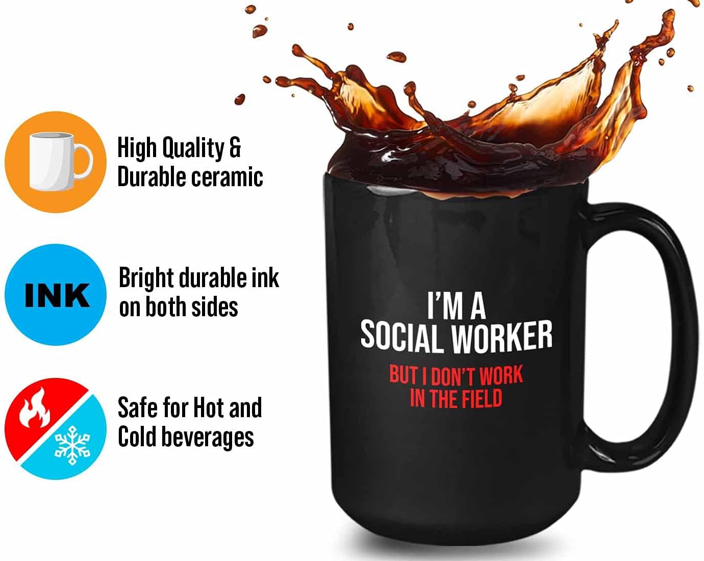 Bubble Hugs Social Worker Coffee Mug 15 Oz Black - I'm A Social Worker But I Don't Work - Help People Staff Community Multitasking Public Servant Assistant Caseworker Agency