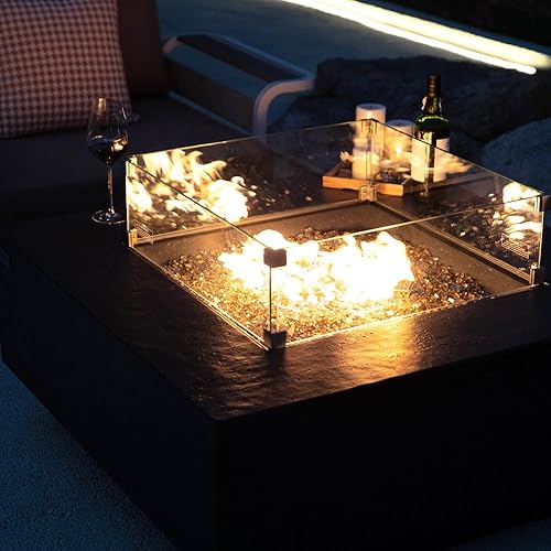 Miniatura 6 de Elementi Pantalla de viento de vidrio para exteriores, protector de viento, cuadrada, transparente, protector de vidrio, pantalla de chimenea,