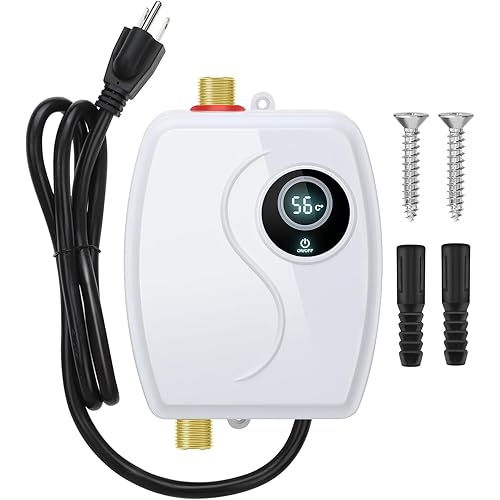 110V Tankless Water Heater Electric, 3000W Instant Water Heater Under Sink with Digital Display On Demand for Mini RV, Kitchen, Bathroom