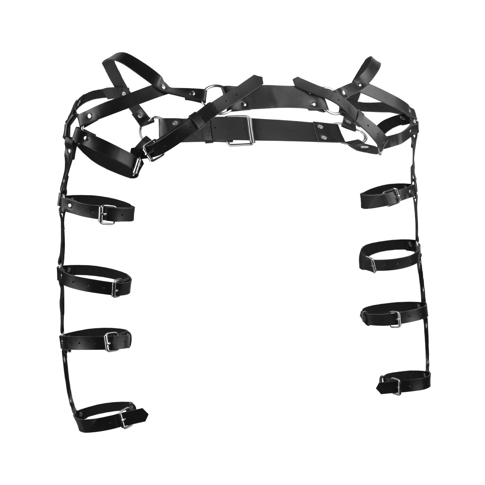 Harnais de Bras en Cuir Noir pour Homme Sangle de Poitrine en Cuir PU Rivetée Spectacle Musculaire Accessoires de Jeux de Rôle Sexy Masculin Réglable
