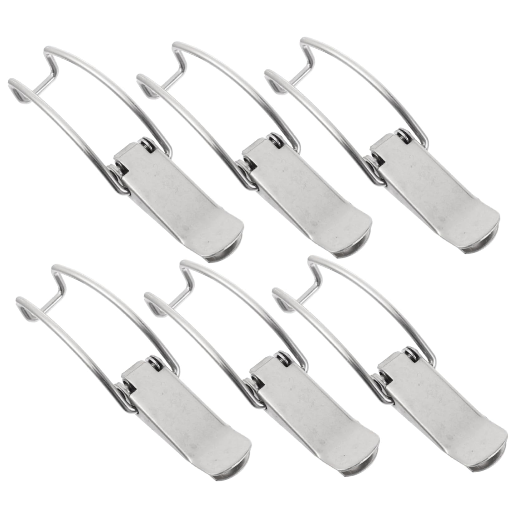 Yardenfun 6pcs Elastic Shock Absorbing Buckle Toggle Hasp Spring Loaded Toggle Latch Hasp Spring Loaded Lock Buckle Spring Latch Clamp Spring Loaded Latch Hasp Silver Nickel-Plated Iron