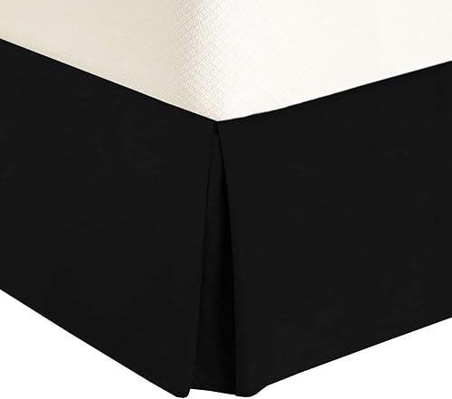 Miniatura 3 de Royal Tradition Falda de cama de 300 hilos, 100% algodón plisado a medida con caída de 15 pulgadas y esquinas divididas, color azul marino