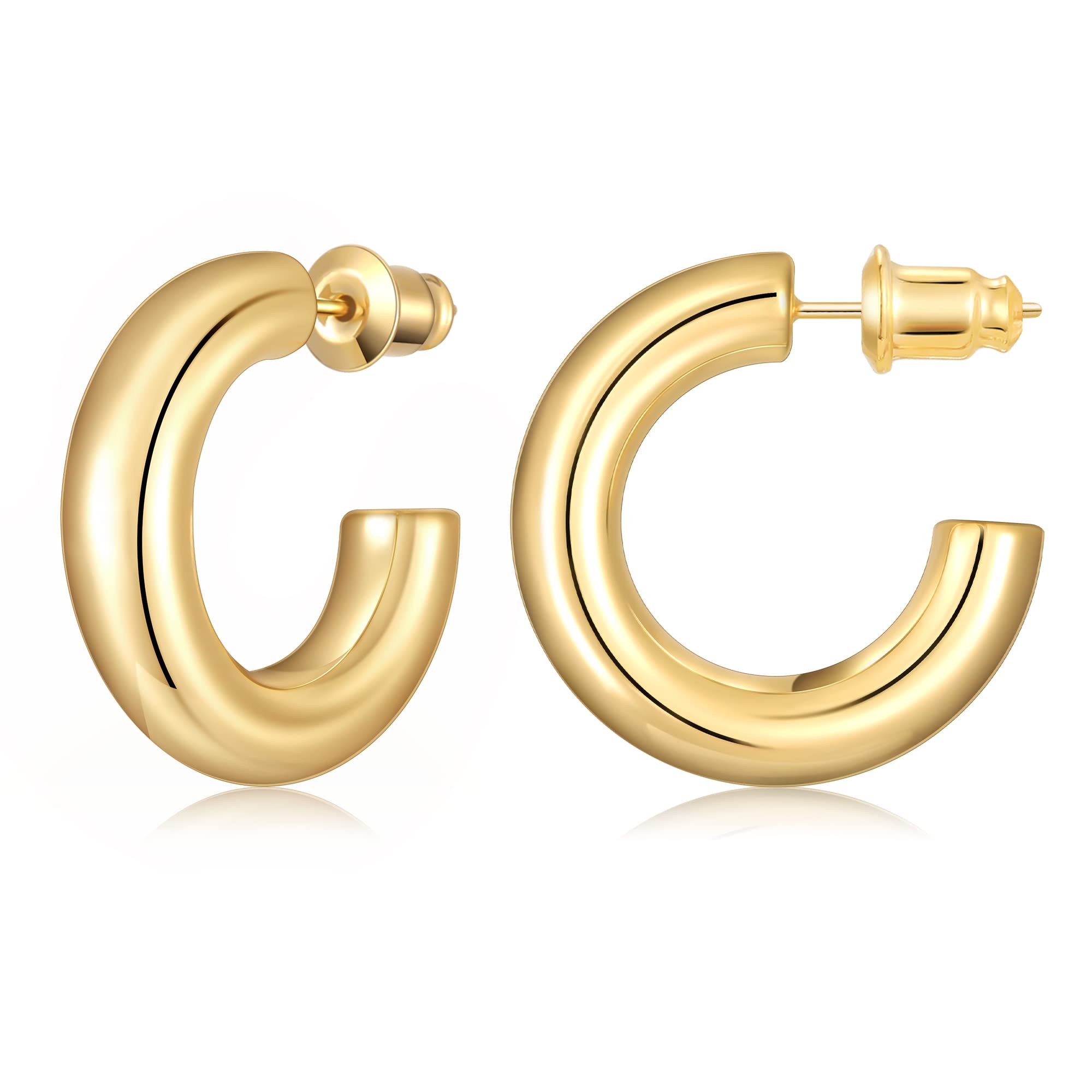 Gacimy 14K Gold Plated Chunky Open Hoop Earrings for Women
