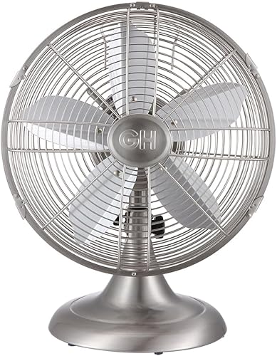 Miniatura 9 de Good Housekeeping 92611 Ventilador de mesa de oficina retro de 12 pulgadas con amplia oscilación, ajustes de 3 velocidades y asa de transporte, rojo