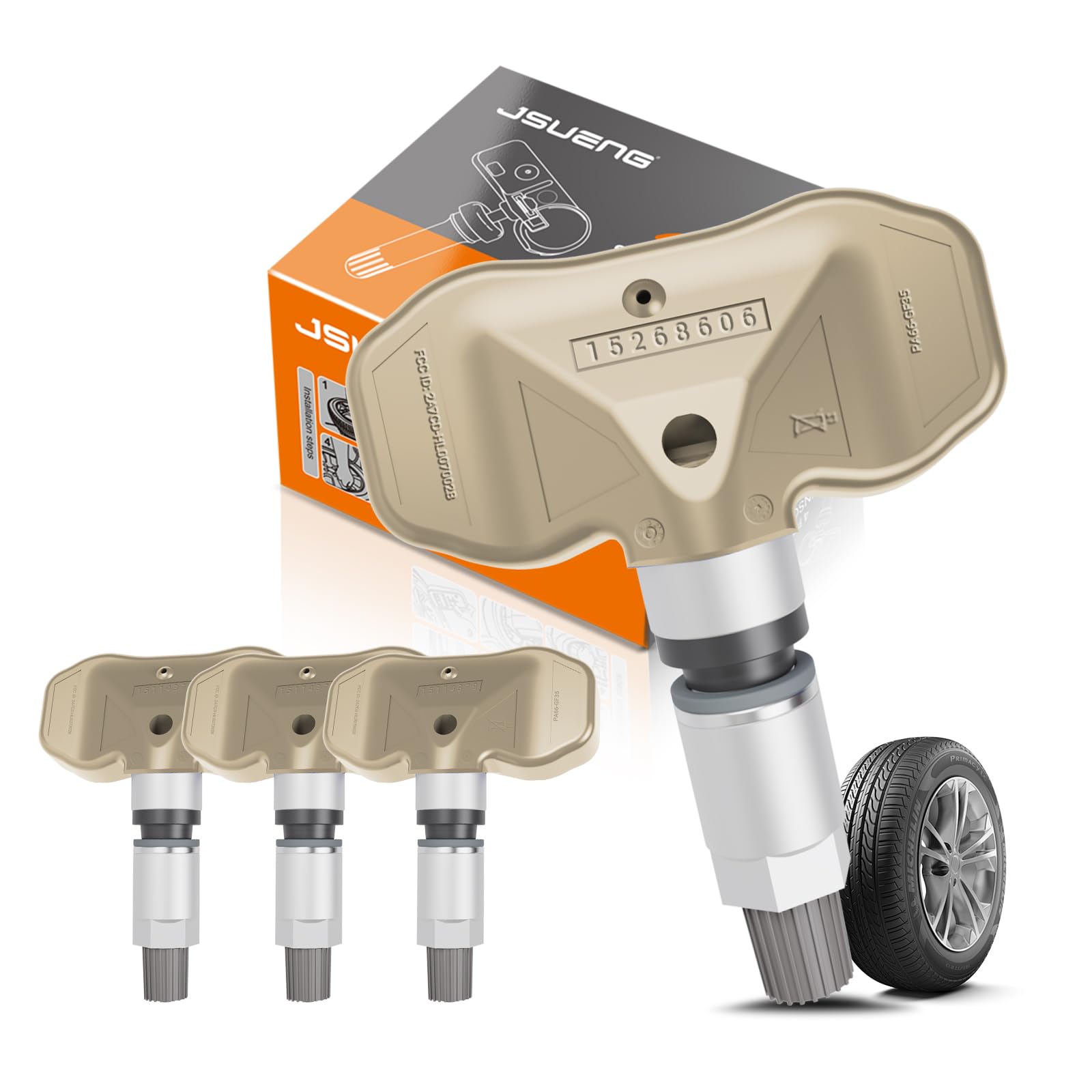 TPMS Sensor, GM Tire Pressure Monitor System Sensor 4-Pack fit for Chevrolet GMC Cadillac Replaces#15114379 15122618 8151226180