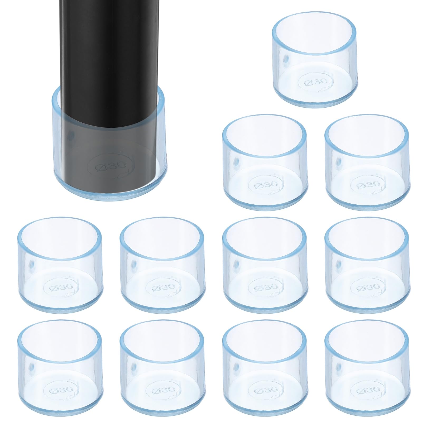 sourcing map 12Pcs Chair Leg Floor Protectors, 1.18 Inch ID Clear Chair Leg Caps, Round Transparent Furniture Foot Covers Non-Slip Anti-Scratch for Floor, Hardwood, Tile Protection