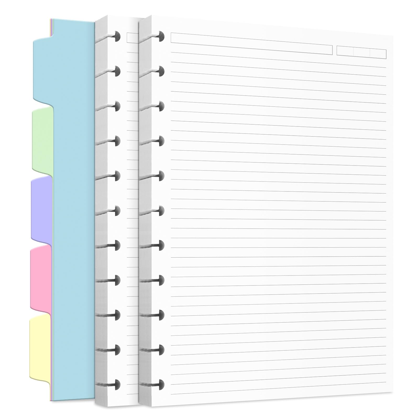 Billtigif Discbound Refill Paper, Disc Paper Refill for Note-Taking System Discbound Planner Inserts with 240 Pages, 5 Sheets Dividers,White Paper Refill, Letter Size 8.5" x 11 "