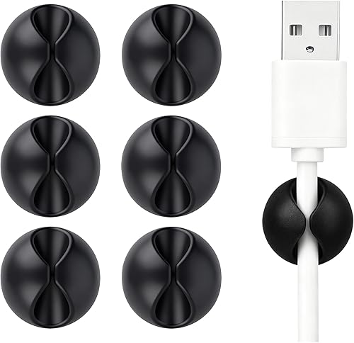 Miniatura 9 de Ortarco Clips organizadores de cables de cable, paquete de 4 soportes de cable de carga con soporte para regleta de alimentación para escritorio, 4